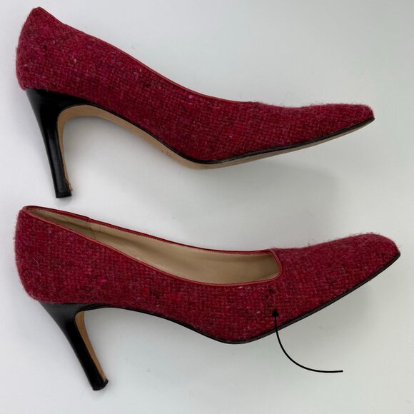 KATE SPADE Red and Pink Boucle Tweed Heels 8.5AA - Picture 3 of 11